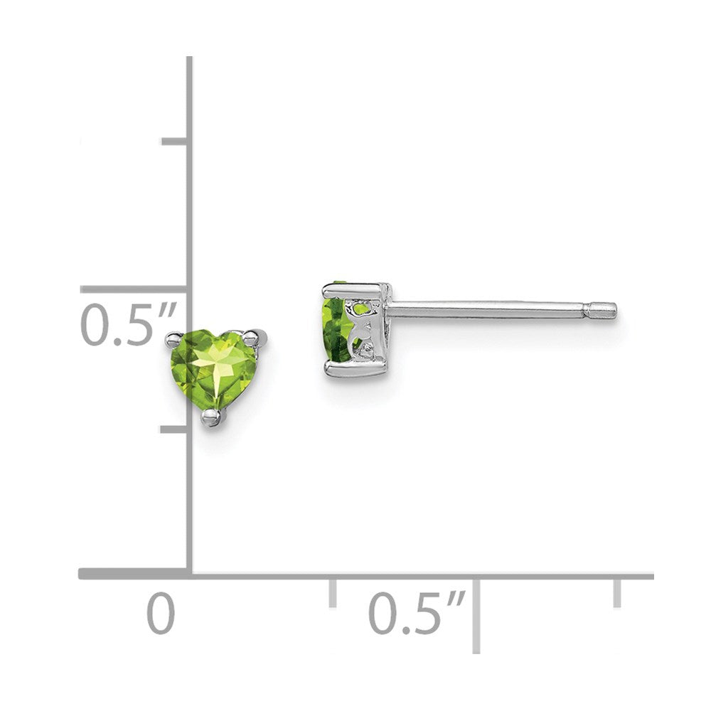 Sterling Silver 4mm Heart Peridot Post Earrings