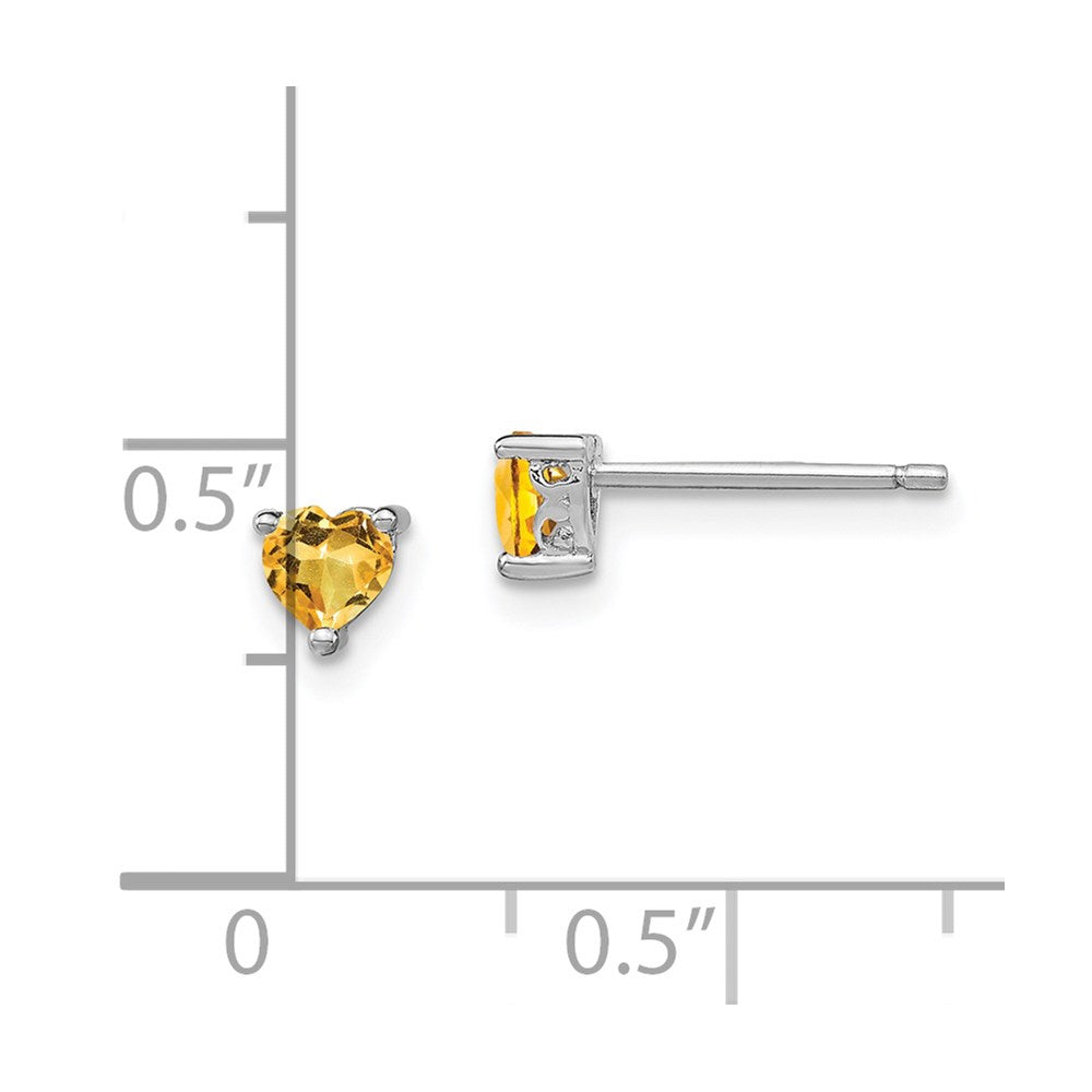 Sterling Silver 4mm Heart Citrine Post Earrings