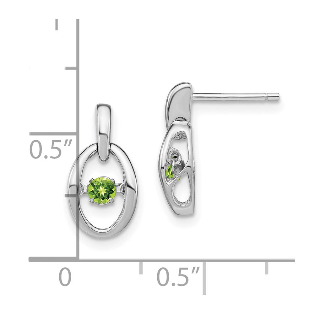 Sterling Silver Rhodium Peridot Birthstone Vibrant Earrings