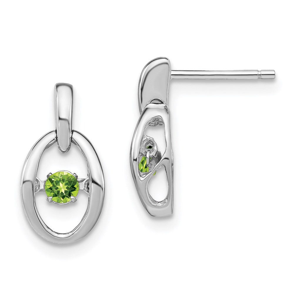 Sterling Silver Rhodium Peridot Birthstone Vibrant Earrings