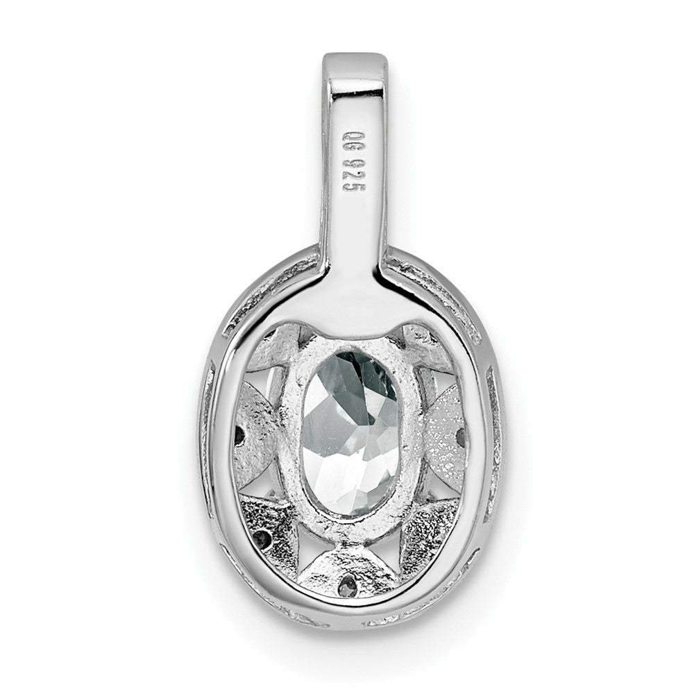 Sterling Silver Rhodium-plated Diamond & White Topaz Pendant