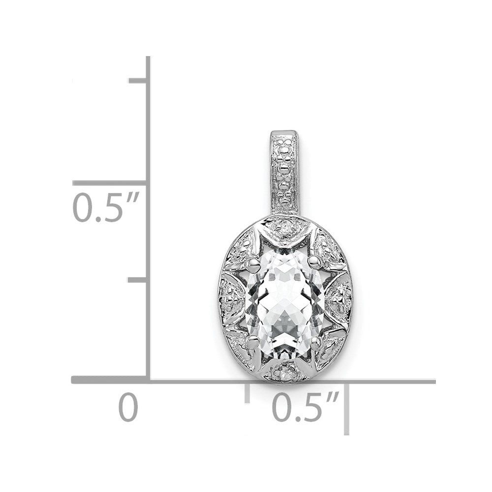 Sterling Silver Rhodium-plated Diamond & White Topaz Pendant