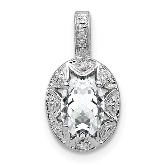 Sterling Silver Rhodium-plated Diamond & White Topaz Pendant