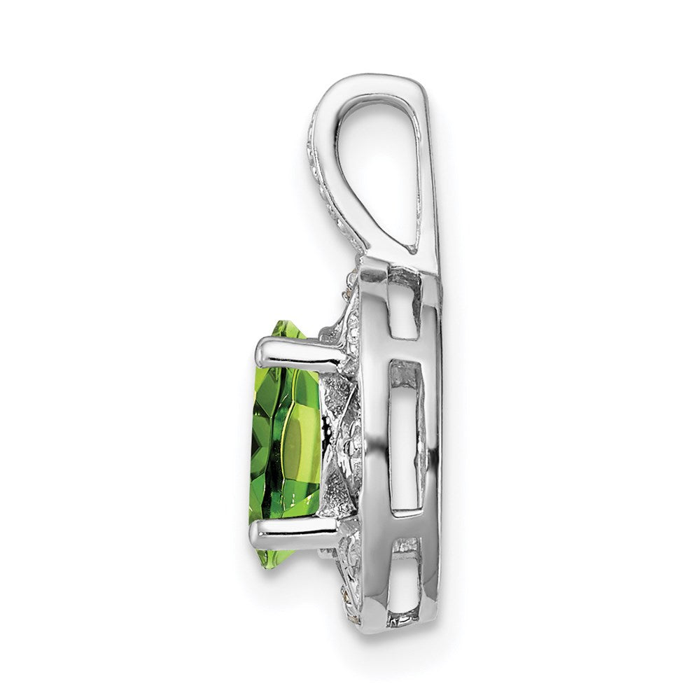 Sterling Silver Rhodium-plated Diamond & Peridot Pendant