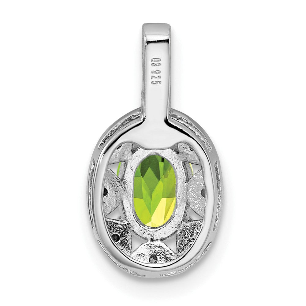 Sterling Silver Rhodium-plated Diamond & Peridot Pendant