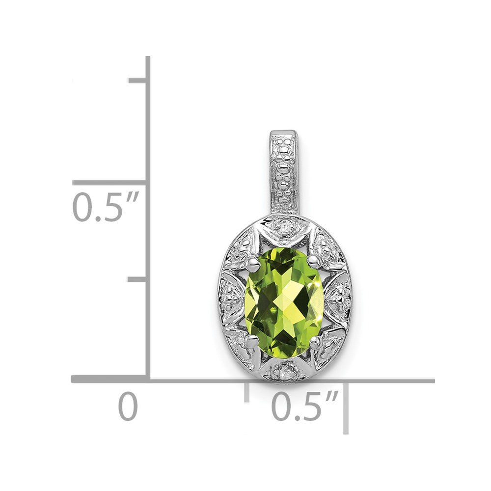 Sterling Silver Rhodium-plated Diamond & Peridot Pendant