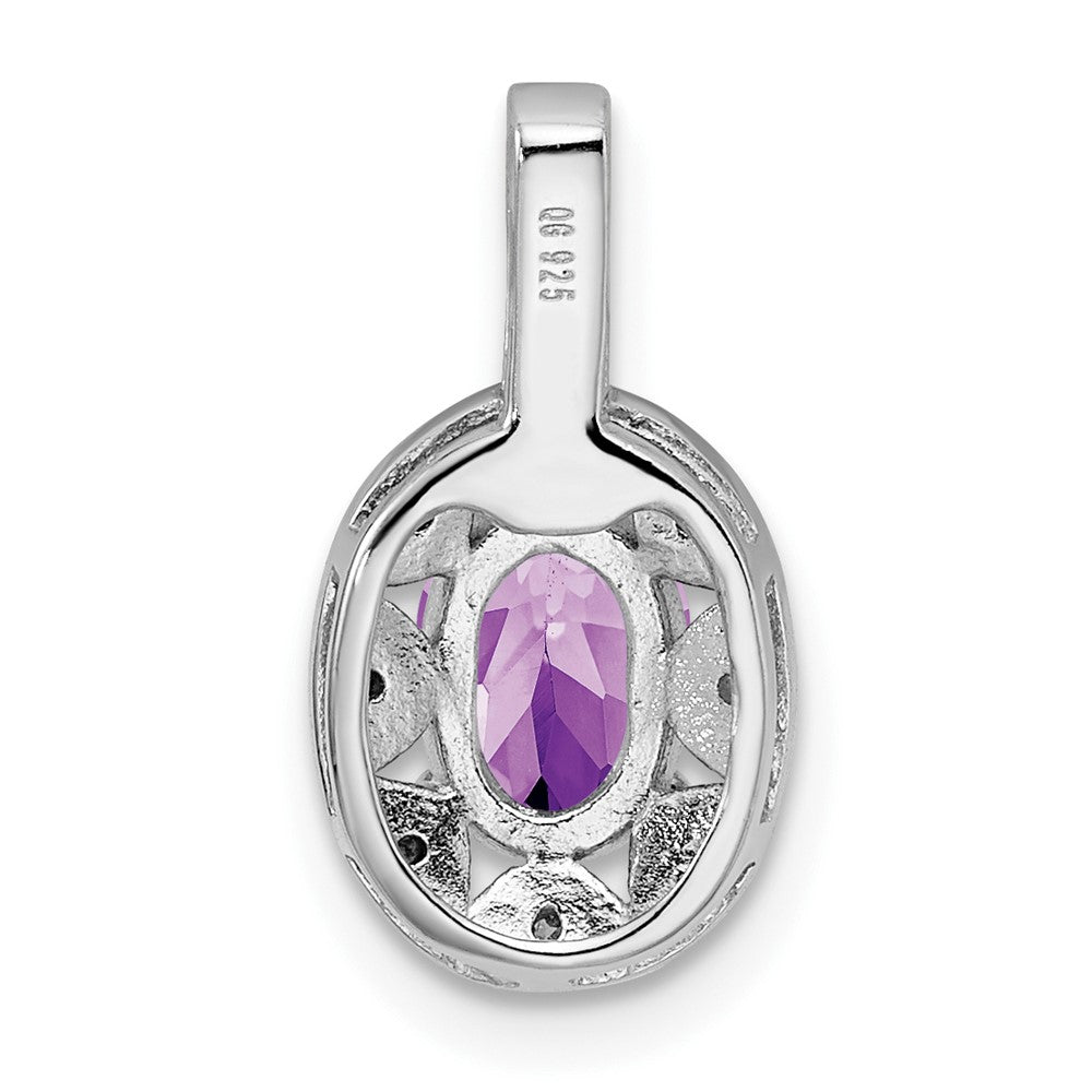 Sterling Silver Rhodium-plated Diamond & Amethyst Pendant