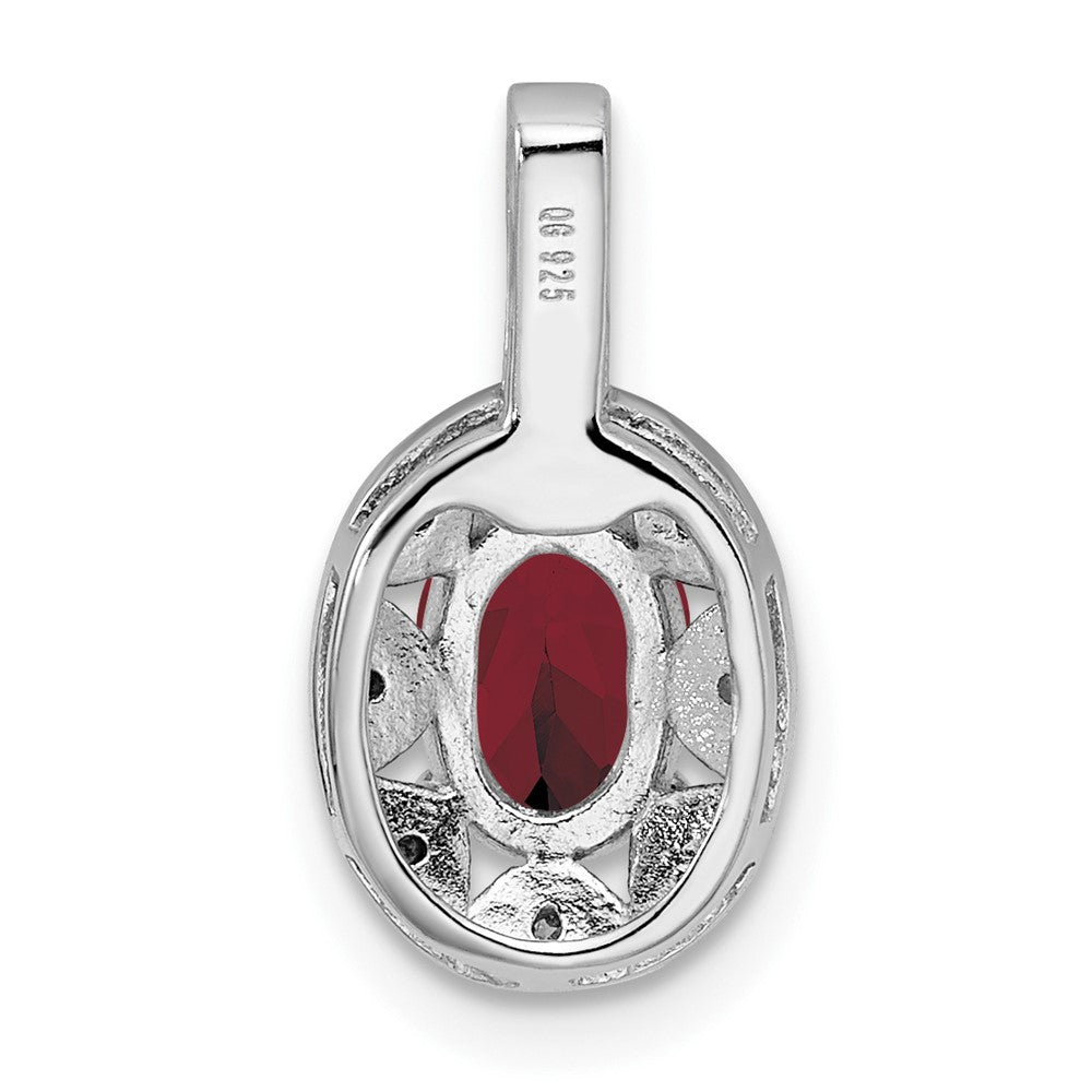 Sterling Silver Rhodium-plated Diamond & Created Ruby Pendant