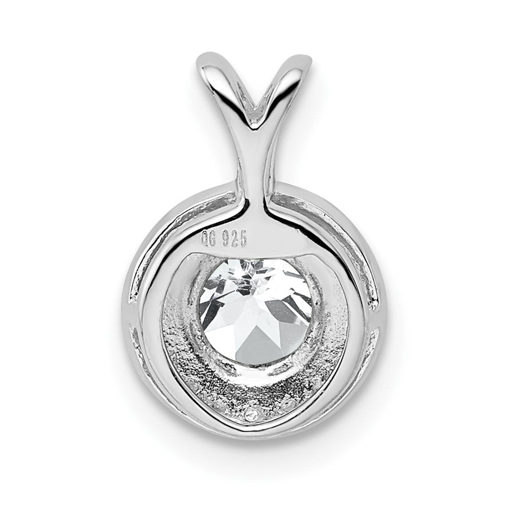 Sterling Silver Rhodium-plated Diamond & White Topaz Pendant