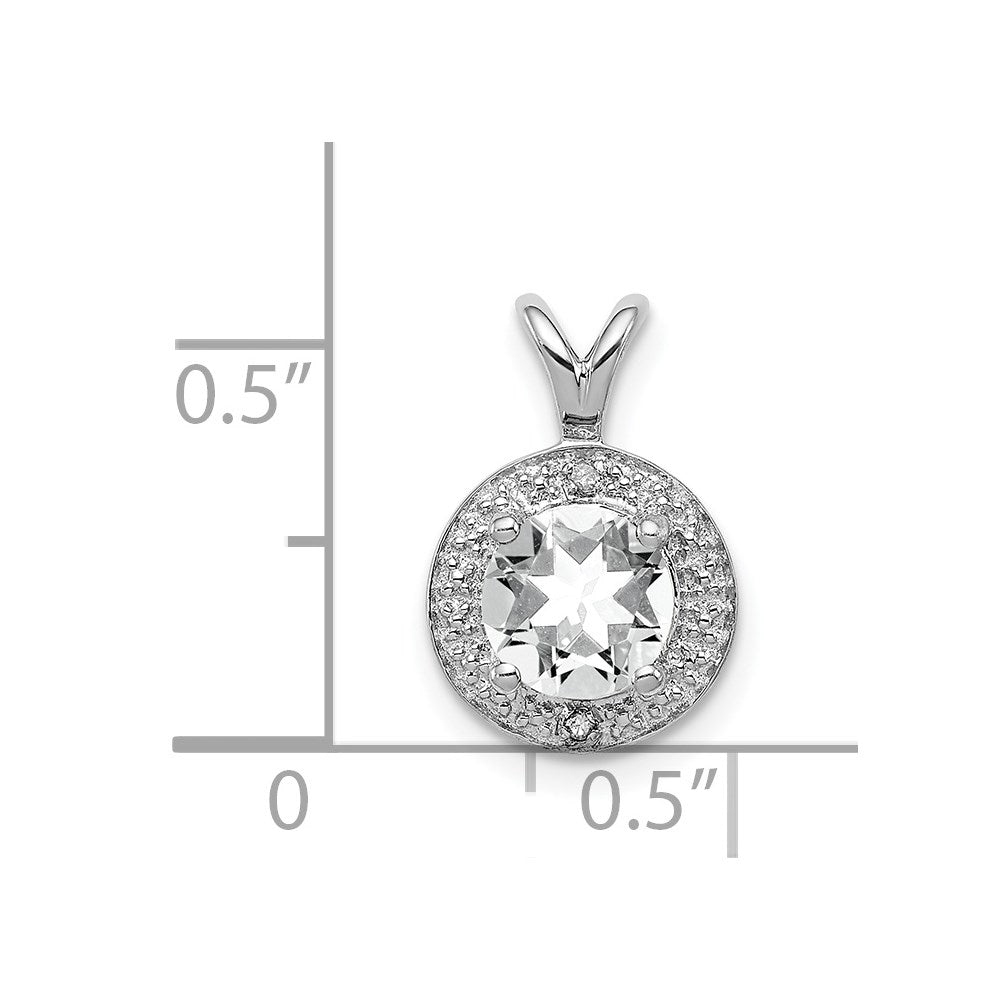 Sterling Silver Rhodium-plated Diamond & White Topaz Pendant