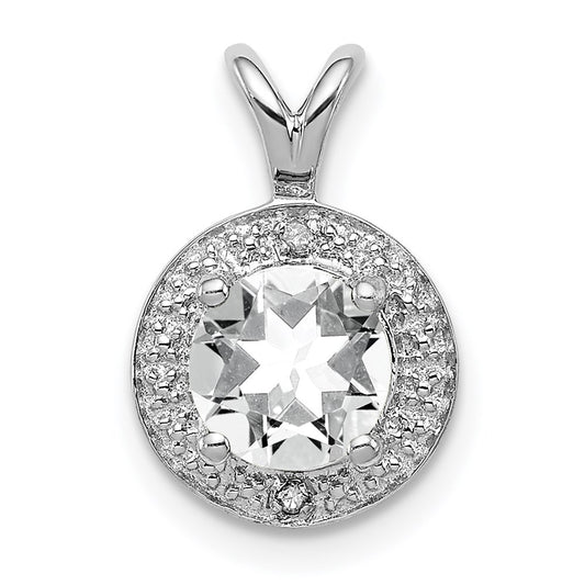 Sterling Silver Rhodium-plated Diamond & White Topaz Pendant