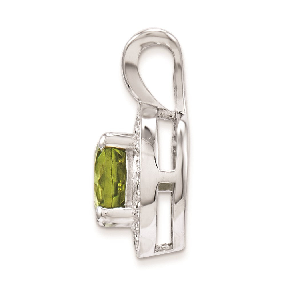 Sterling Silver Rhodium-plated Diamond & Peridot Pendant