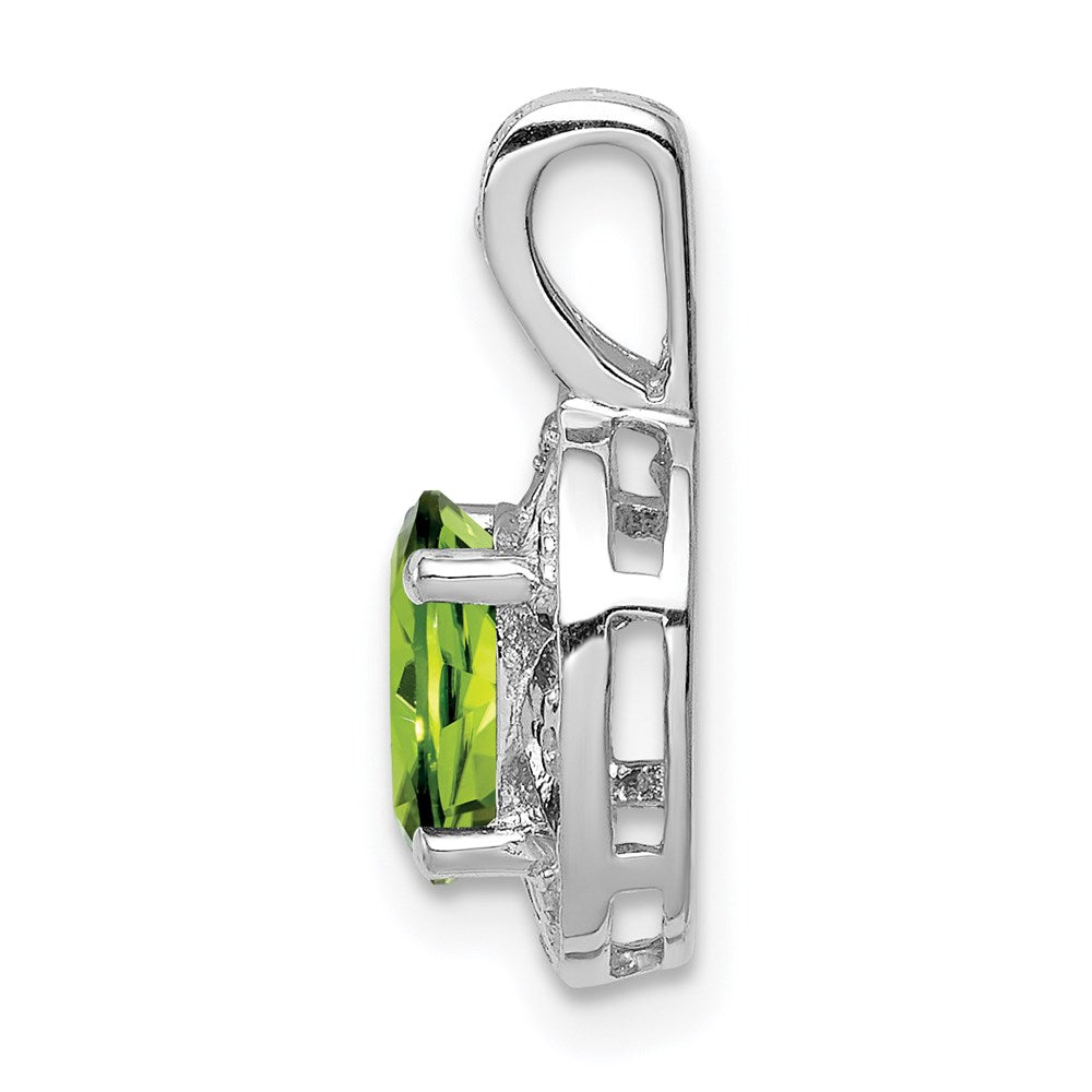 Sterling Silver Rhodium-plated Diamond & Peridot Pendant