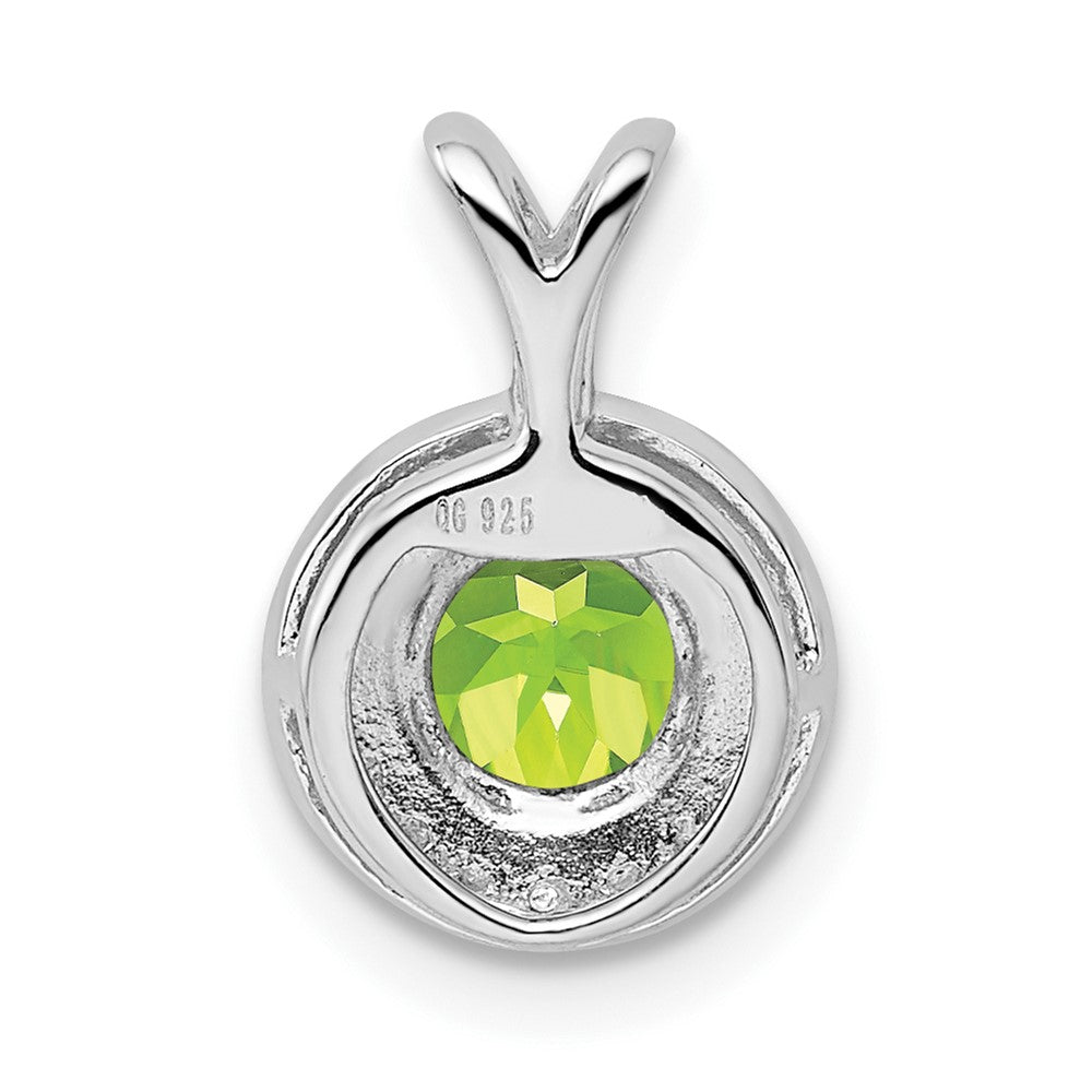 Sterling Silver Rhodium-plated Diamond & Peridot Pendant