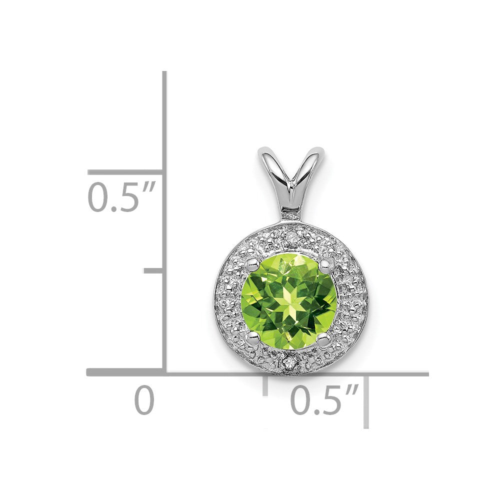 Sterling Silver Rhodium-plated Diamond & Peridot Pendant