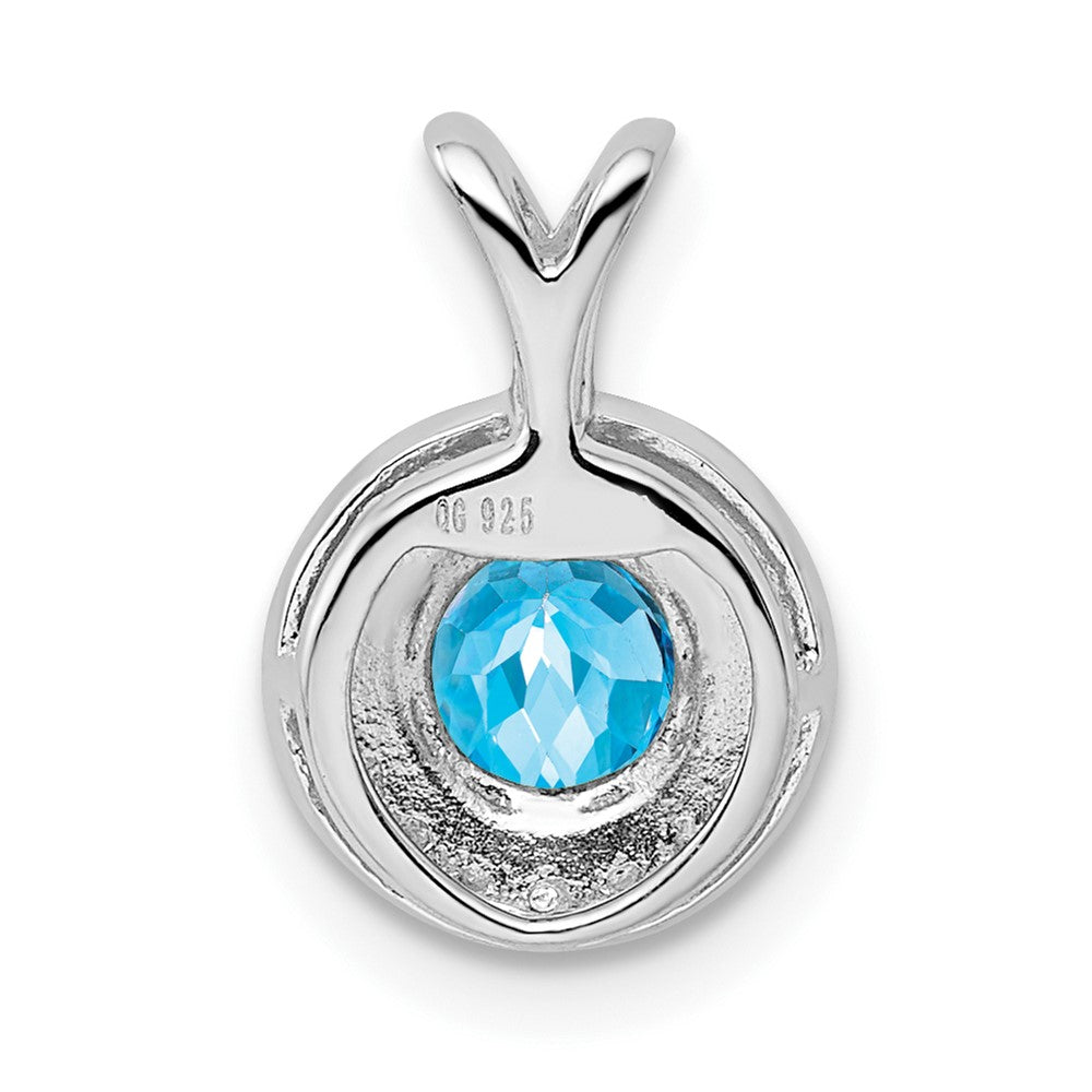 Sterling Silver Rhodium-plated Diamond & Blue Topaz Pendant