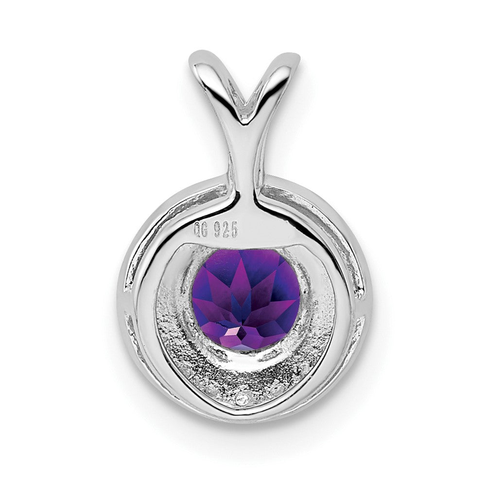 Sterling Silver Rhodium-plated Diamond & Amethyst Pendant