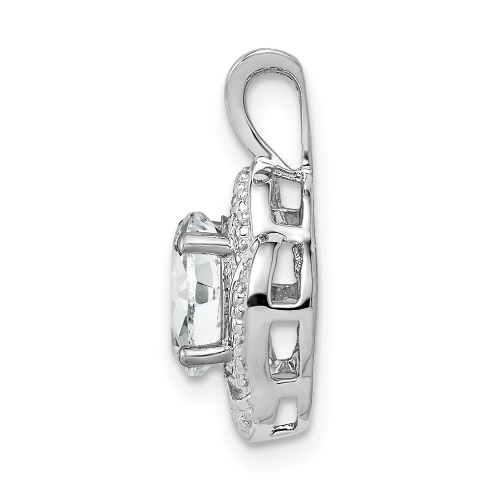 Sterling Silver Rhodium-plated Diamond & White Topaz Pendant