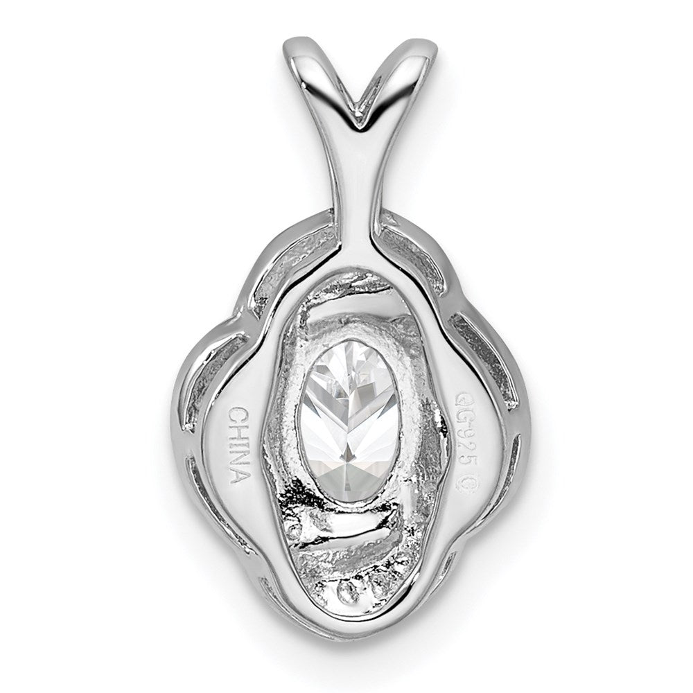 Sterling Silver Rhodium-plated Diamond & White Topaz Pendant