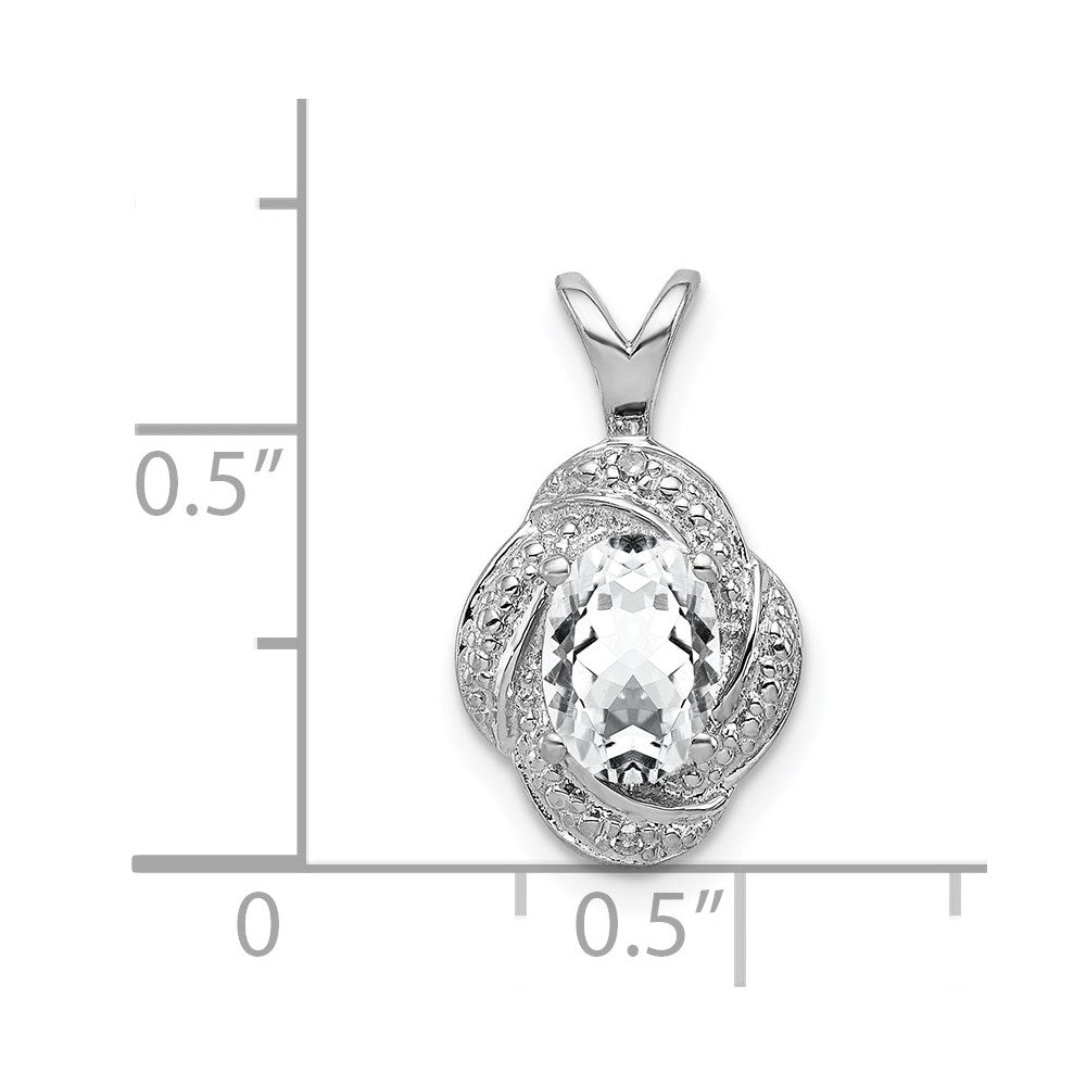 Sterling Silver Rhodium-plated Diamond & White Topaz Pendant