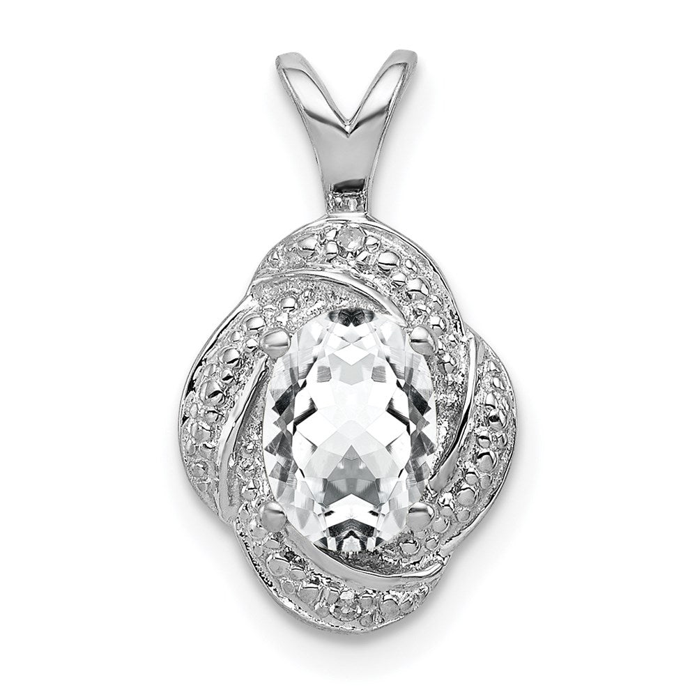 Sterling Silver Rhodium-plated Diamond & White Topaz Pendant