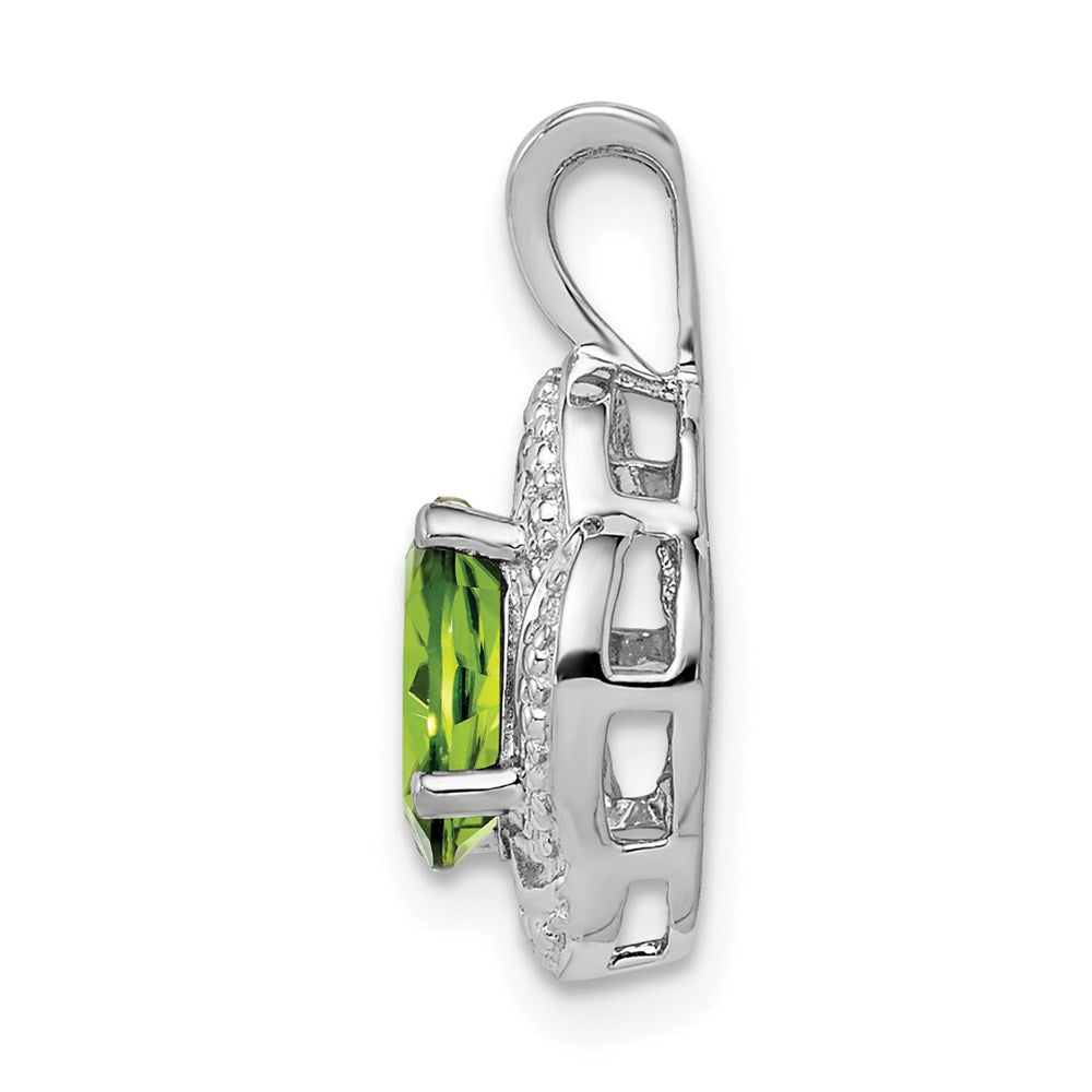 Sterling Silver Rhodium-plated Diamond & Peridot Pendant