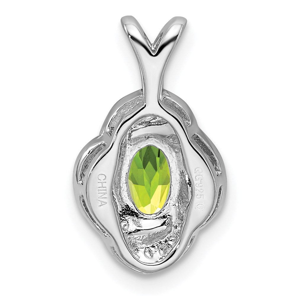 Sterling Silver Rhodium-plated Diamond & Peridot Pendant