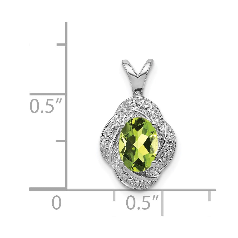 Sterling Silver Rhodium-plated Diamond & Peridot Pendant