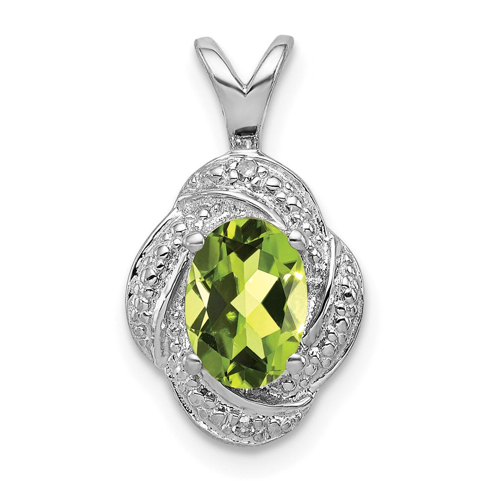 Sterling Silver Rhodium-plated Diamond & Peridot Pendant