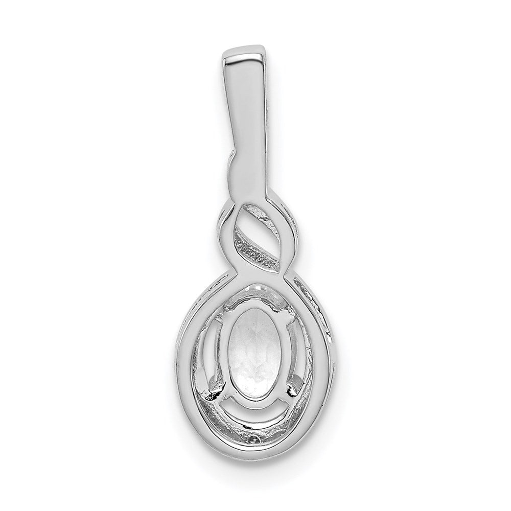 Sterling Silver Rhodium-plated White Topaz & Diamond Pendant