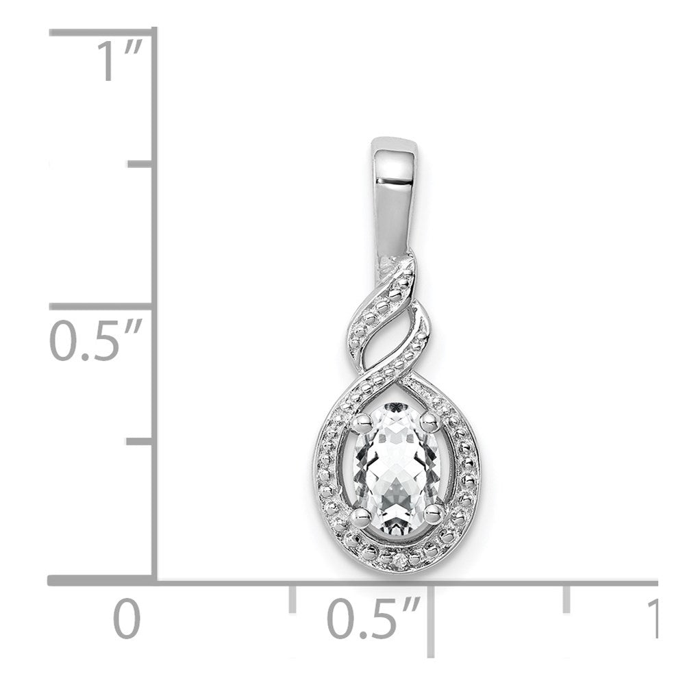 Sterling Silver Rhodium-plated White Topaz & Diamond Pendant