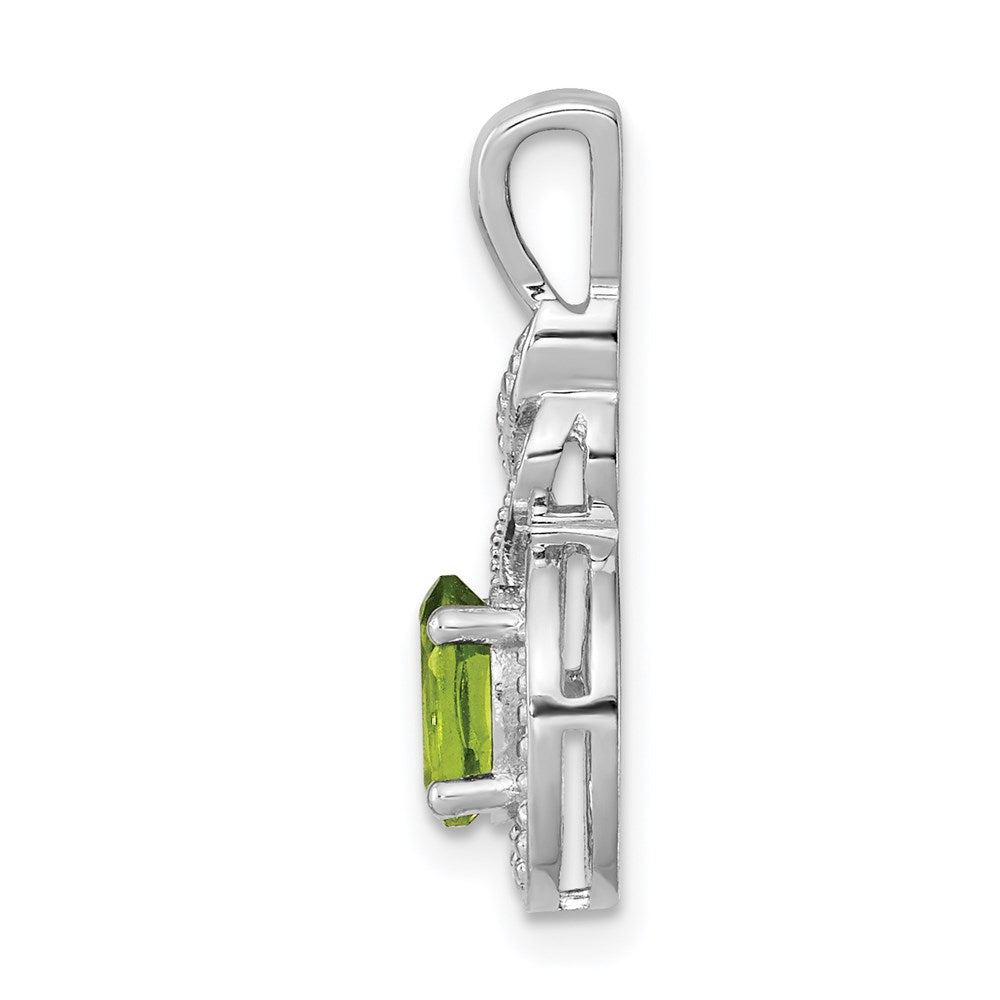 Sterling Silver Rhodium-plated Peridot & Diamond Pendant