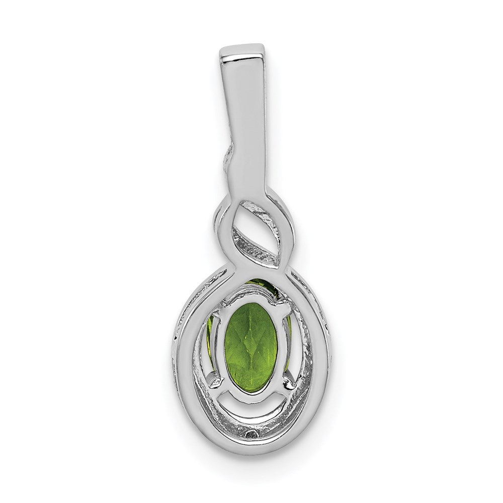 Sterling Silver Rhodium-plated Peridot & Diamond Pendant