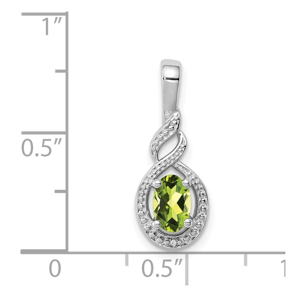 Sterling Silver Rhodium-plated Peridot & Diamond Pendant