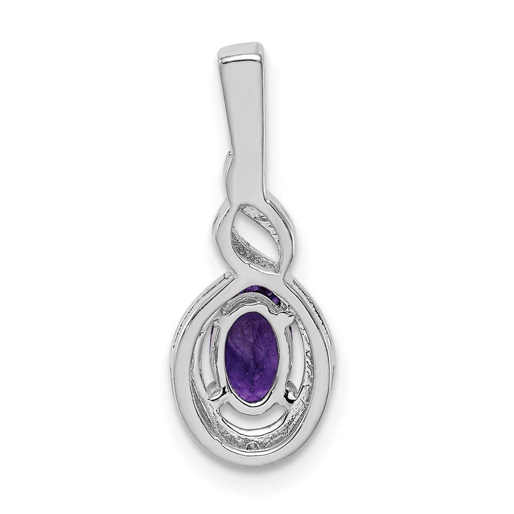 Sterling Silver Rhodium-plated Amethyst & Diamond Pendant