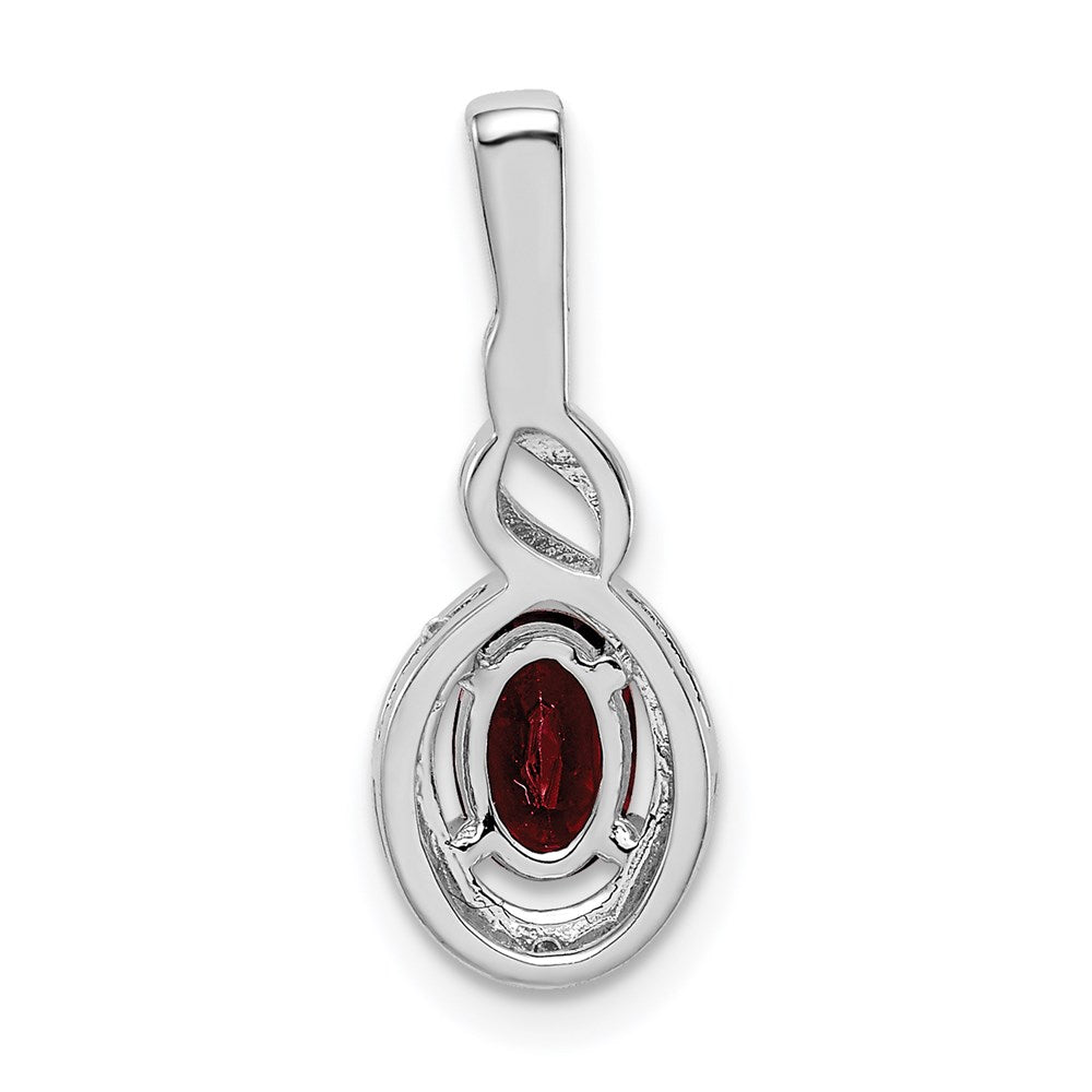 Sterling Silver Rhodium-plated Garnet & Diamond Pendant