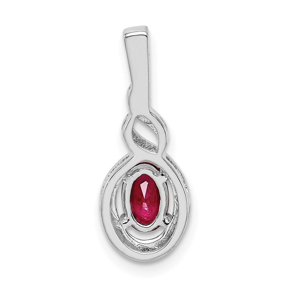 Sterling Silver Rhodium-plated Created Ruby & Diamond Pendant