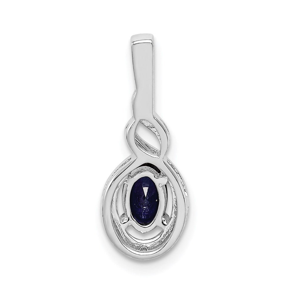 Sterling Silver Rhodium-plated Created Sapphire & Diamond Pendant