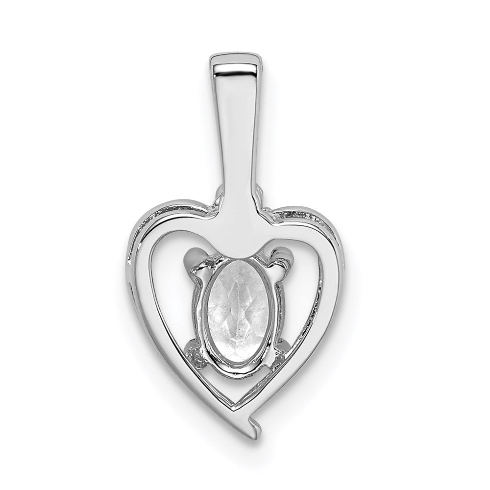 Sterling Silver Rhodium-plated White Topaz & Diamond Pendant