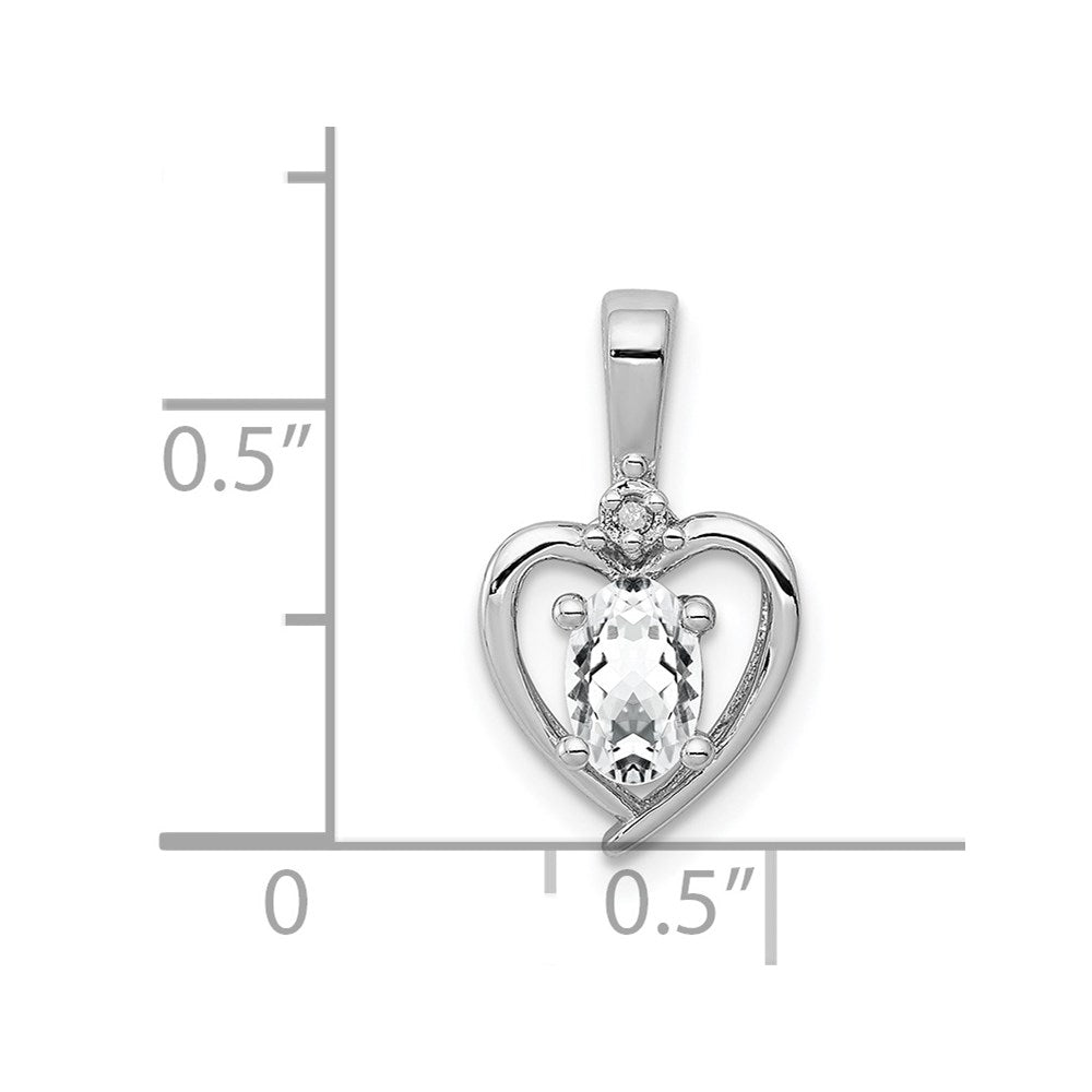 Sterling Silver Rhodium-plated White Topaz & Diamond Pendant