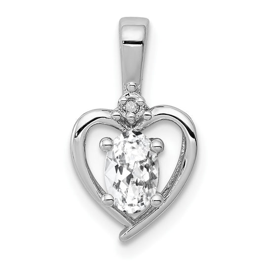 Sterling Silver Rhodium-plated White Topaz & Diamond Pendant