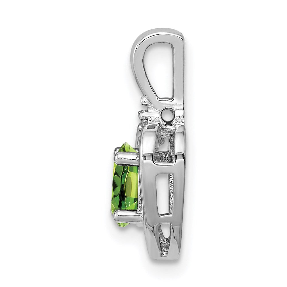 Sterling Silver Rhodium-plated Peridot & Diamond Pendant