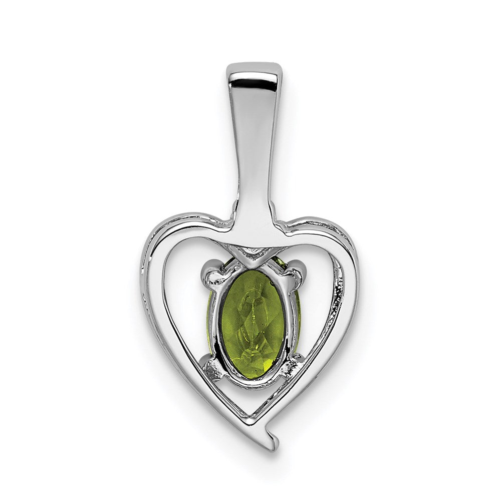 Sterling Silver Rhodium-plated Peridot & Diamond Pendant