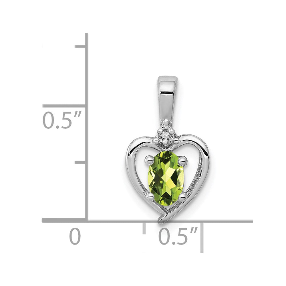 Sterling Silver Rhodium-plated Peridot & Diamond Pendant