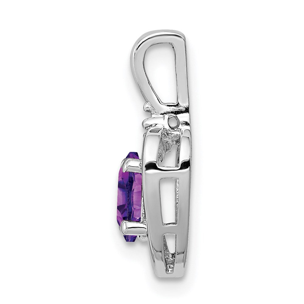 Sterling Silver Rhodium-plated Amethyst & Diamond Pendant