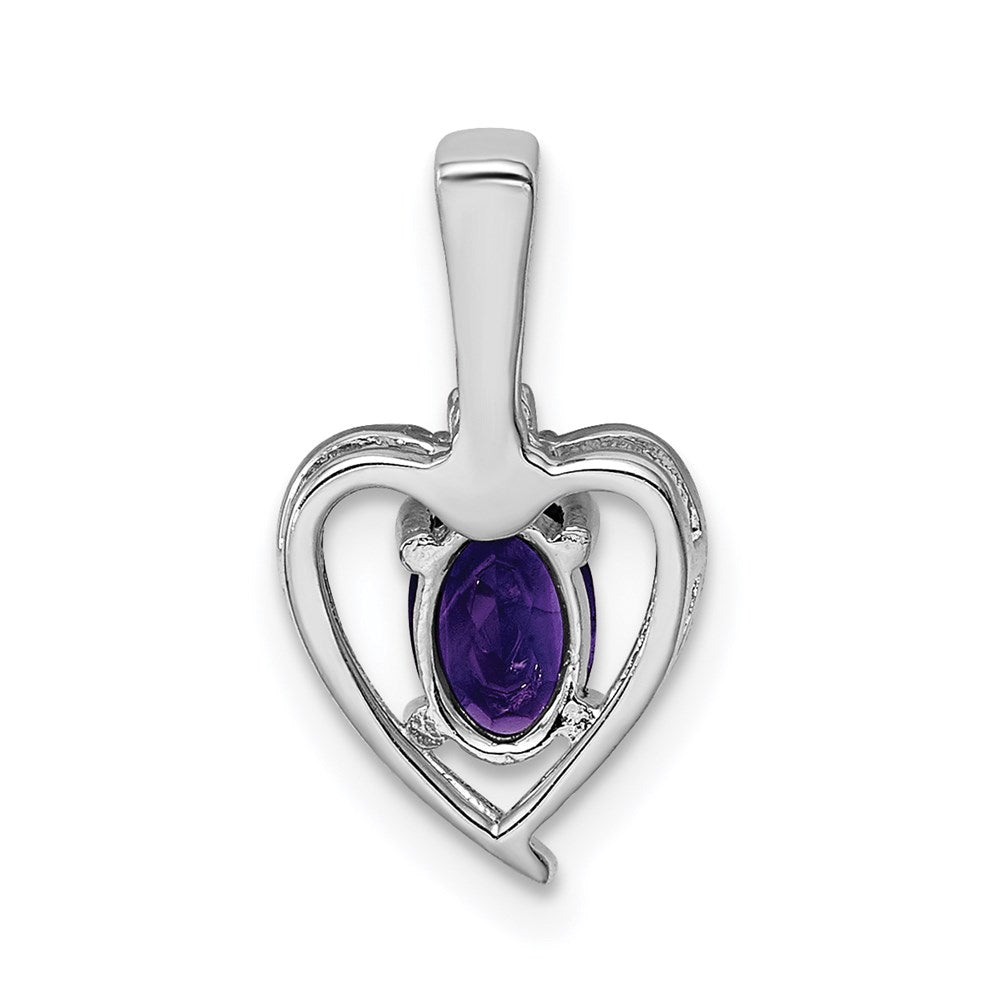 Sterling Silver Rhodium-plated Amethyst & Diamond Pendant