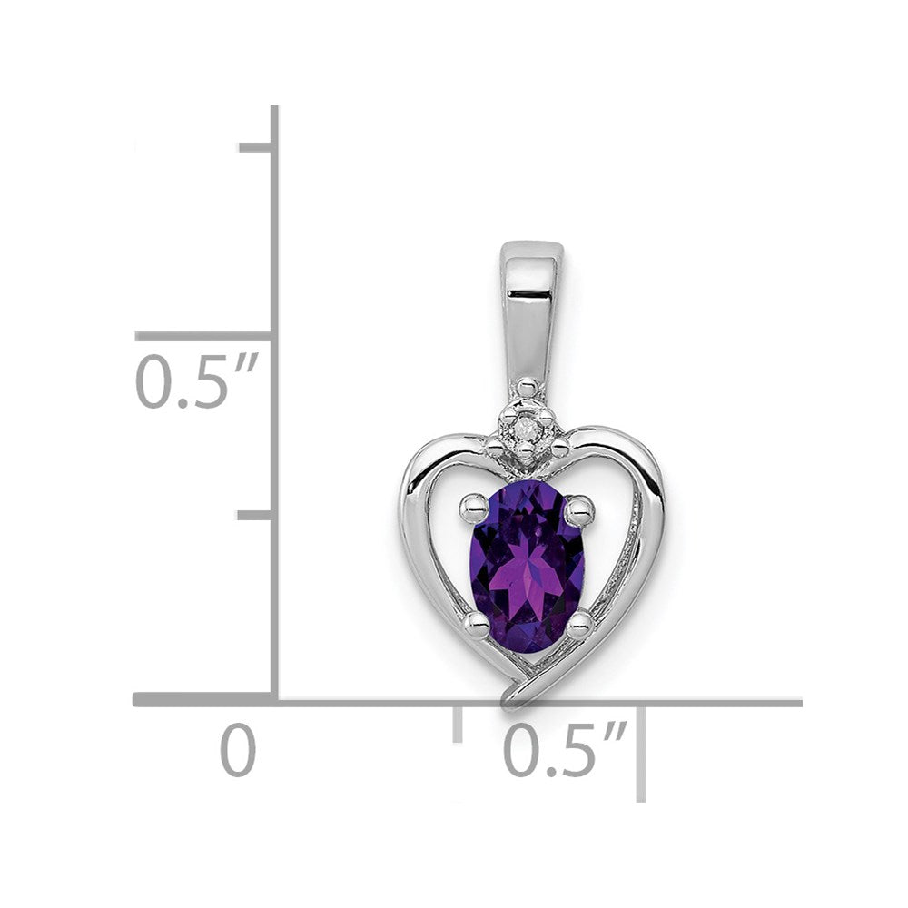 Sterling Silver Rhodium-plated Amethyst & Diamond Pendant