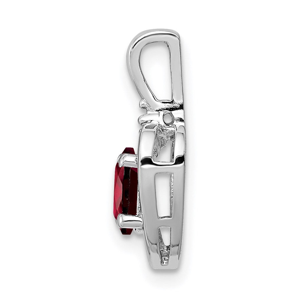 Sterling Silver Rhodium-plated Garnet & Diamond Pendant