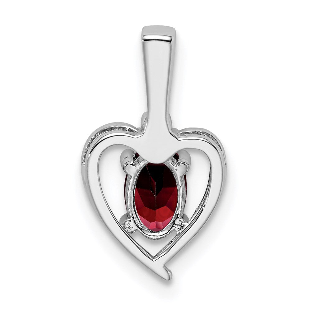 Sterling Silver Rhodium-plated Garnet & Diamond Pendant