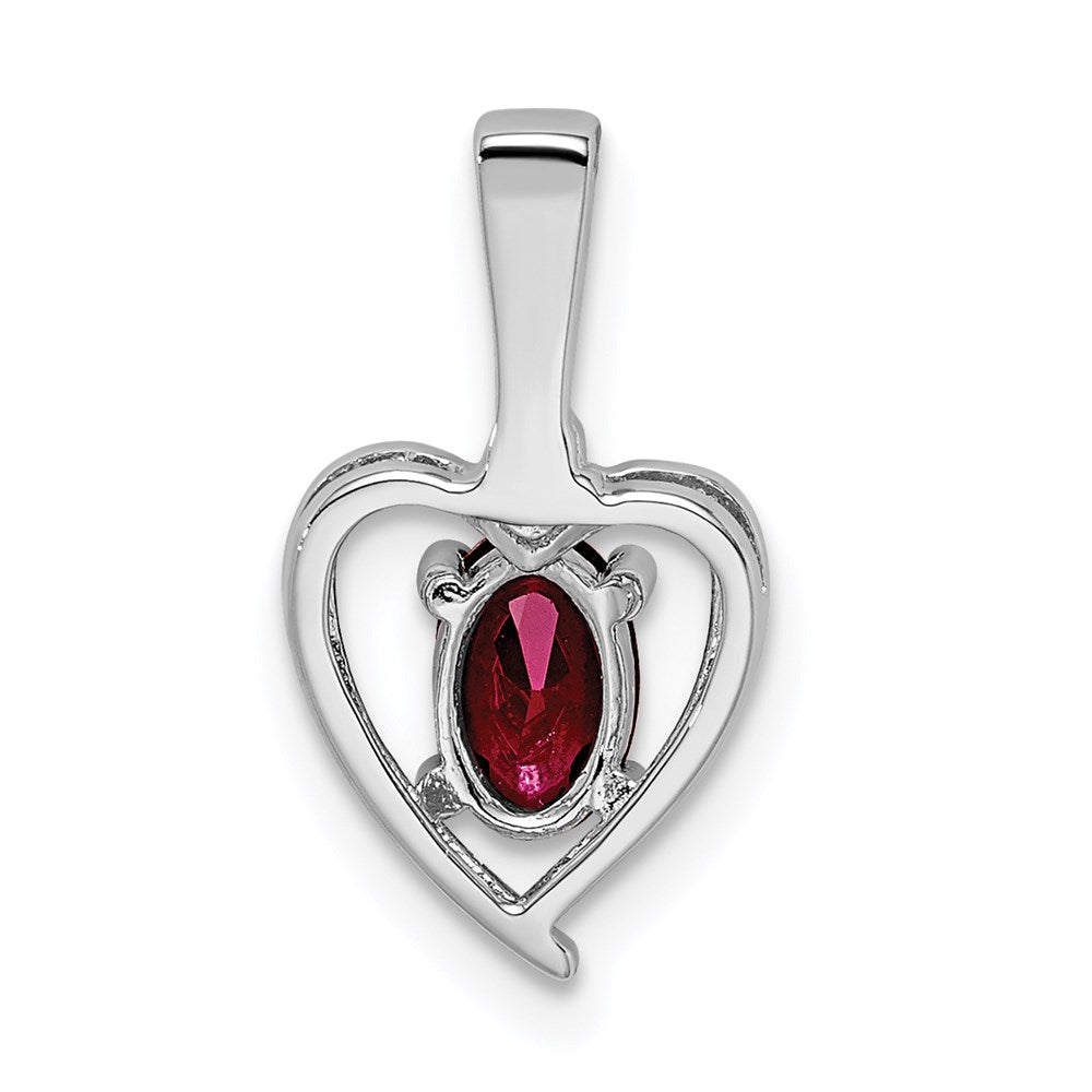 Sterling Silver Rhodium-plated Created Ruby & Diamond Pendant